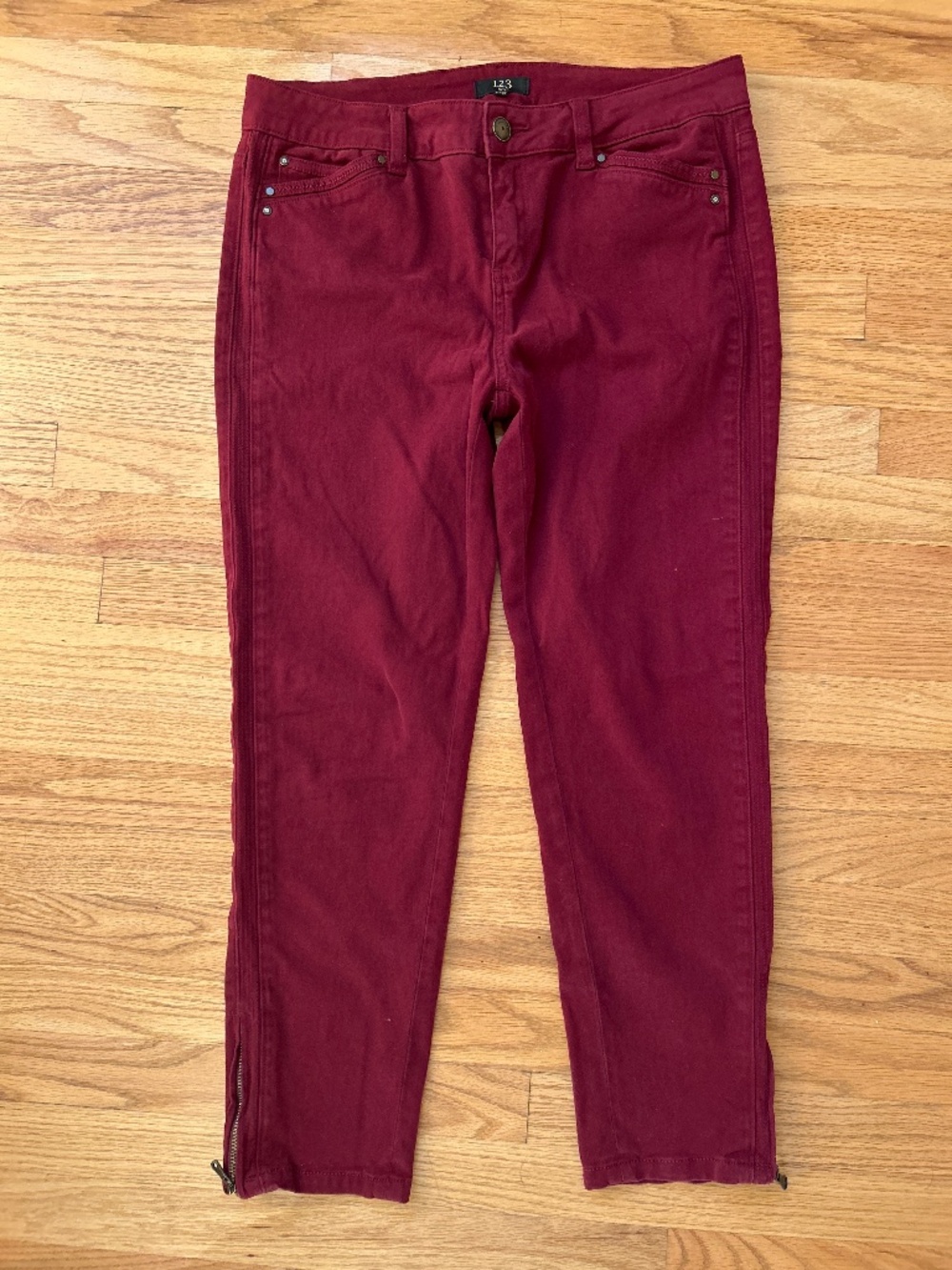 French Brand Un Deux Trois Burgundy Skinny Jeans US size 8